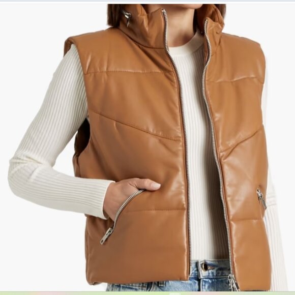 WALTER BAKER Landon Quilted Lamb Leather Puffer Vest Small New - Picture 2 of 12